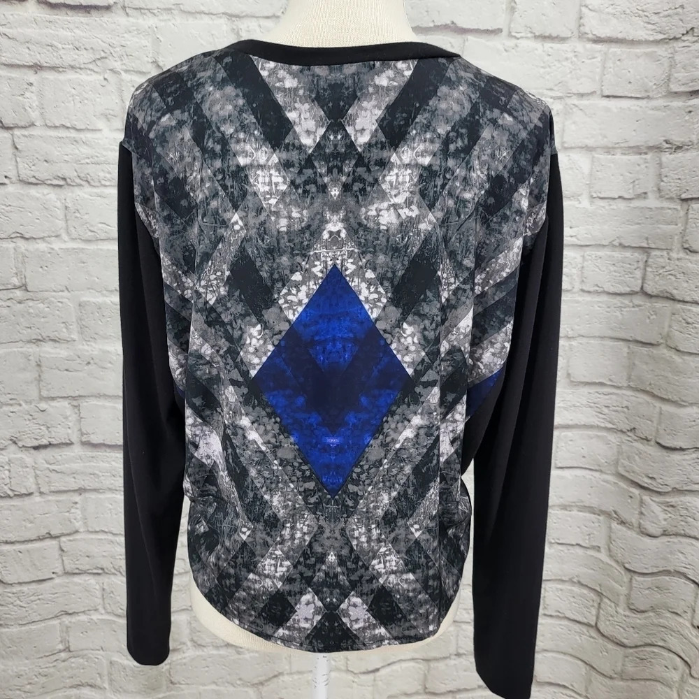 KIIND OF Medium Women's Blouse Top Black Multi Long Sleeve - Picture 6 of 16